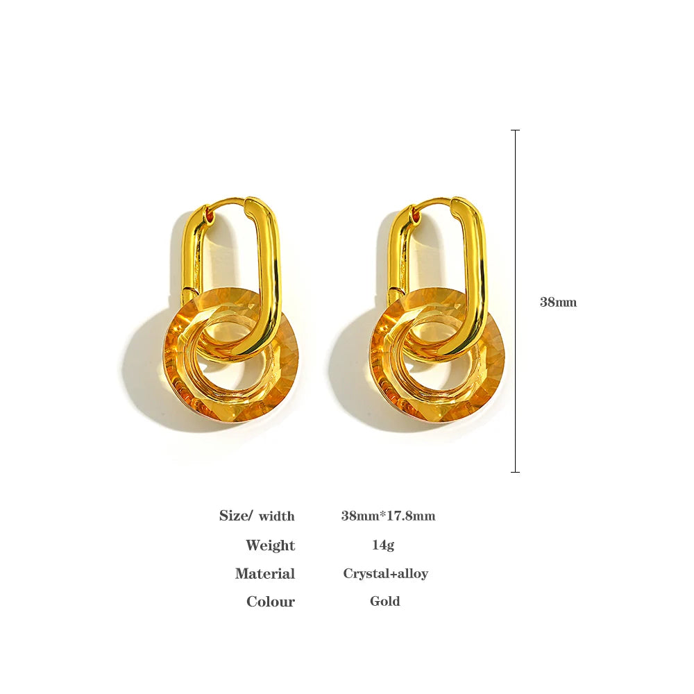 Transparent Crystal Gold Hoop Earrings