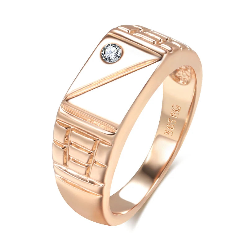 Glossy Square Zircon Ring 585 Rose Gold