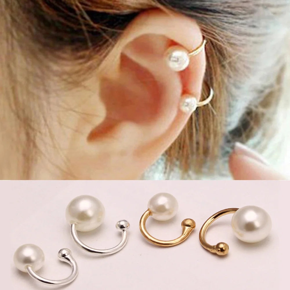 Clip-On Pearl Ear Cuff Earrings