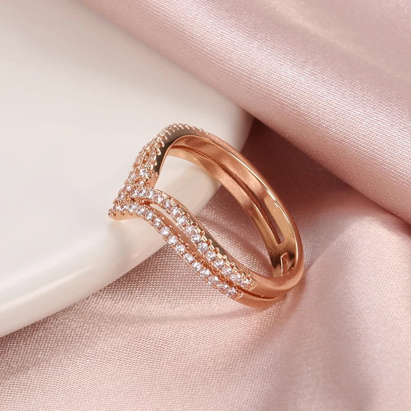 Double Row Zircon Ring 585 Rose Gold