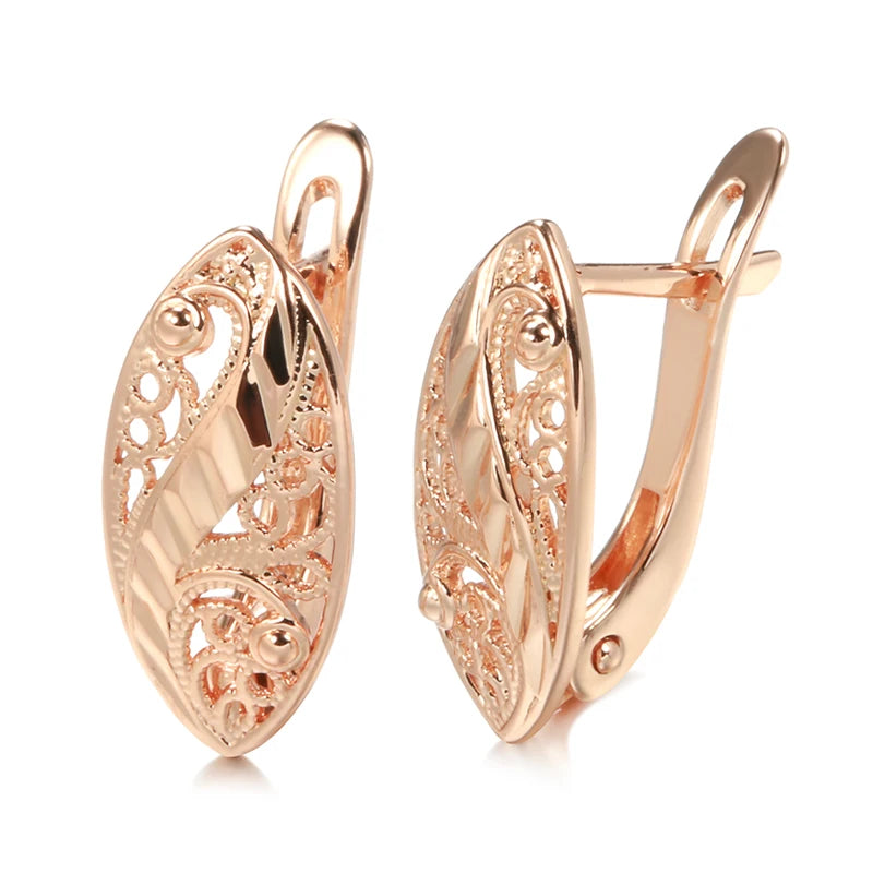 Bridal Hollow Flower 585 Rose Gold Earrings