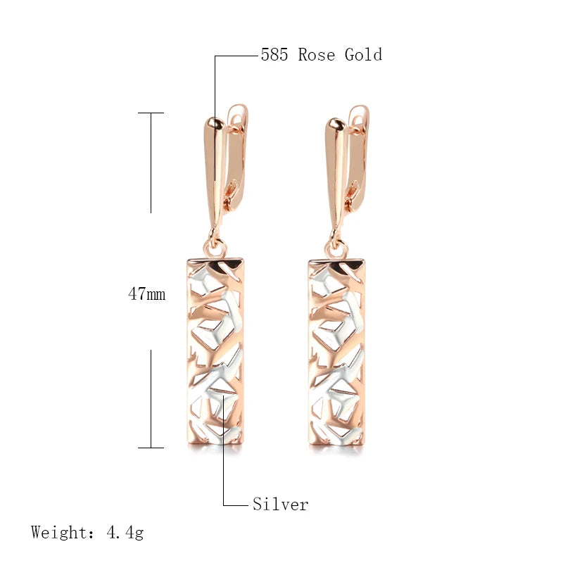 Wide Square 585 Rose Gold Earrings