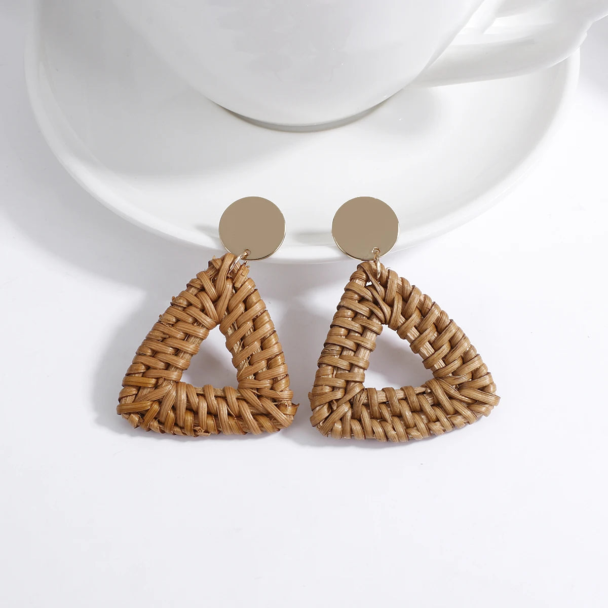 Handmade Rattan Wooden Drop Earrings