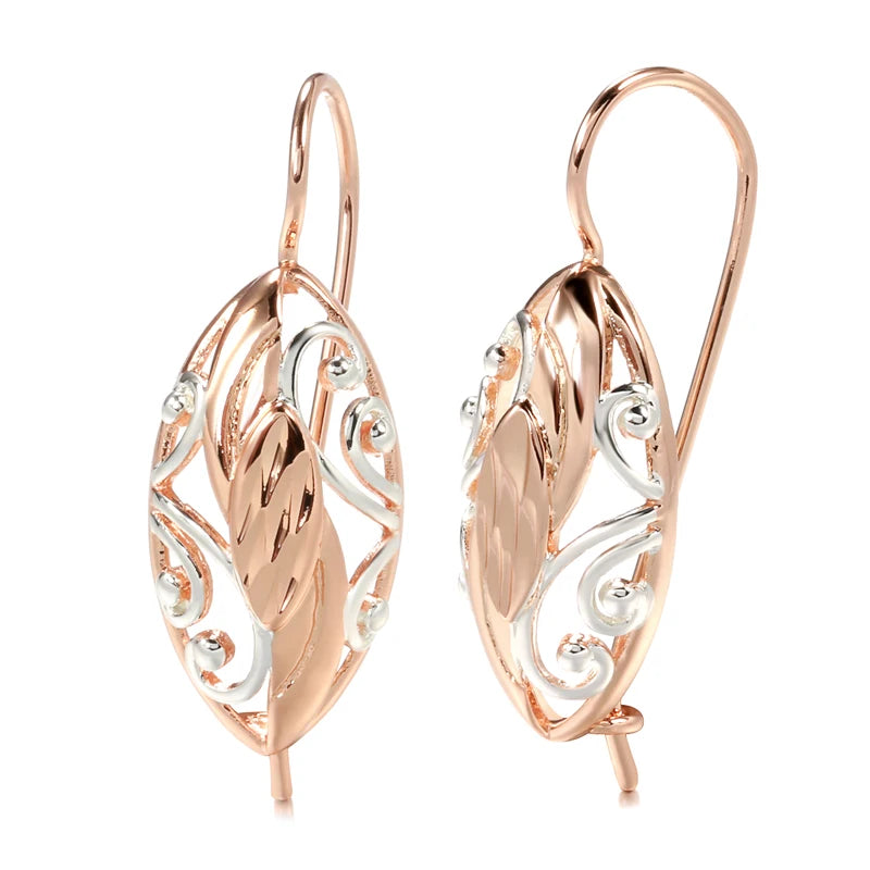 Ethnic Hollow Flower 585 Rose Gold Earrings