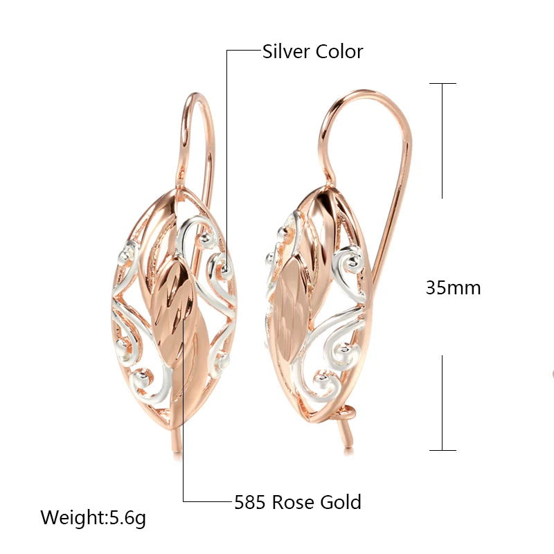 Ethnic Hollow Flower 585 Rose Gold Earrings