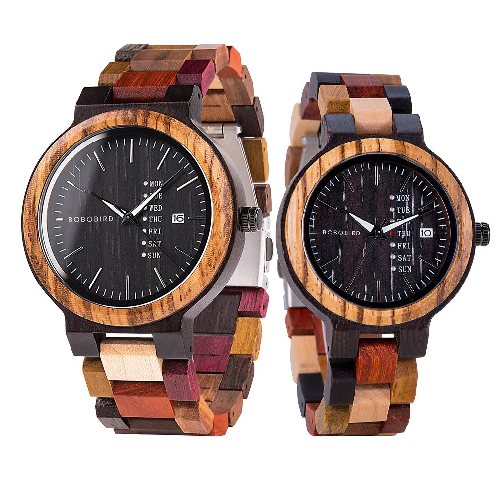 BOBO BIRD Colorful Wooden Couple Watch