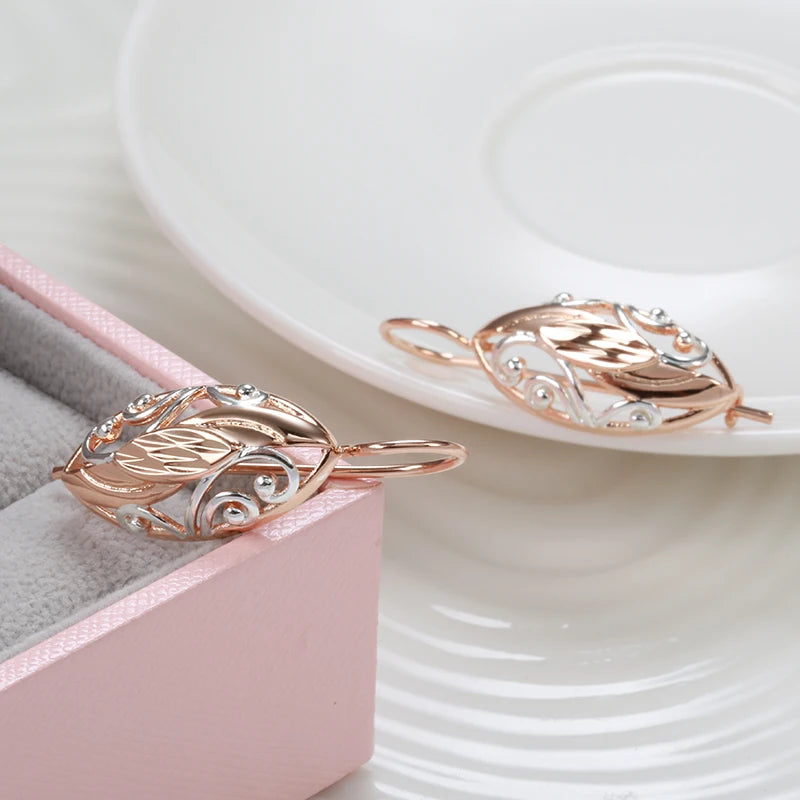 Ethnic Hollow Flower 585 Rose Gold Earrings