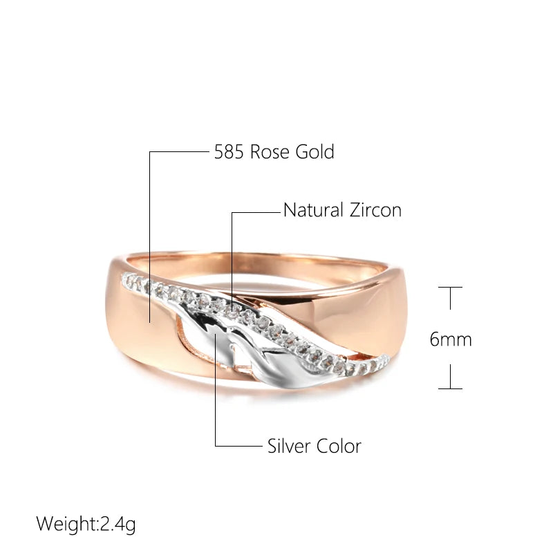 Zircon Leaf Ring 585 Rose Gold