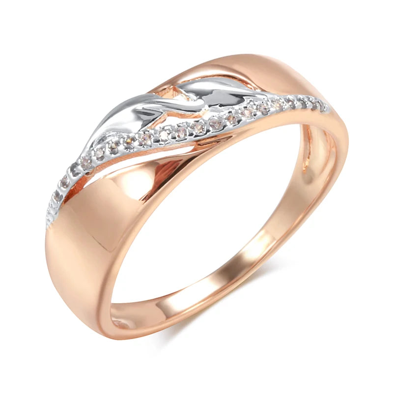 Zircon Leaf Ring 585 Rose Gold