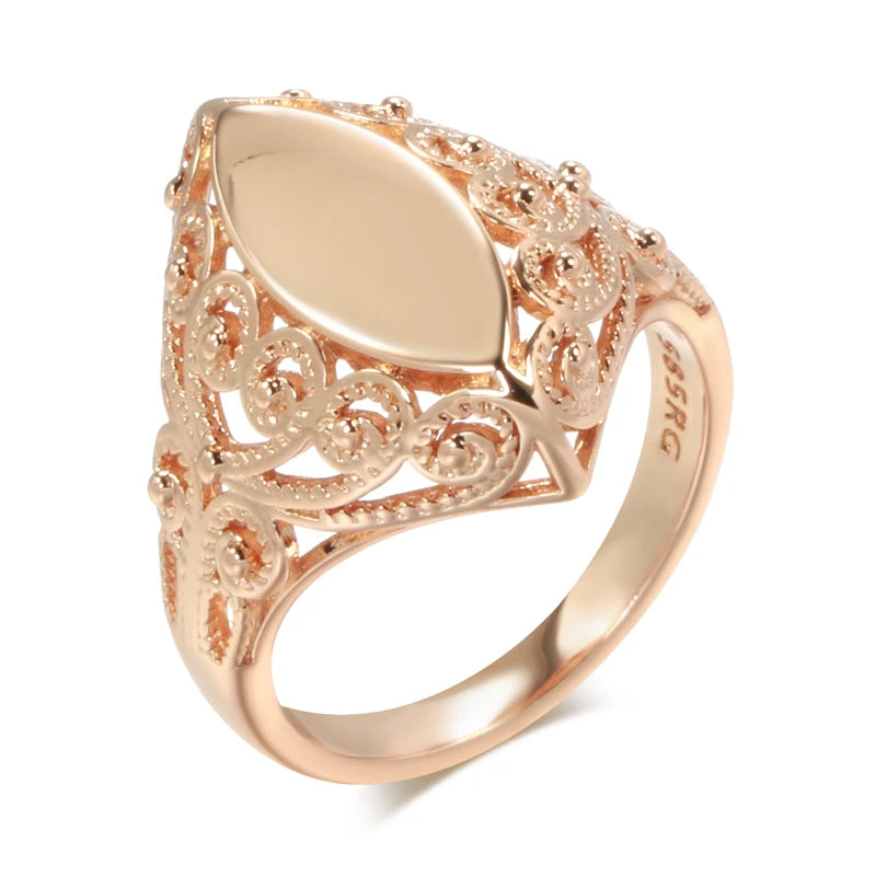 Glossy Rhombus Ring 585 Rose Gold