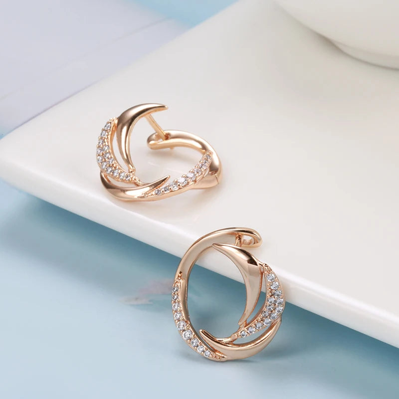 Micro Wax Zircon 585 Rose Gold Earrings