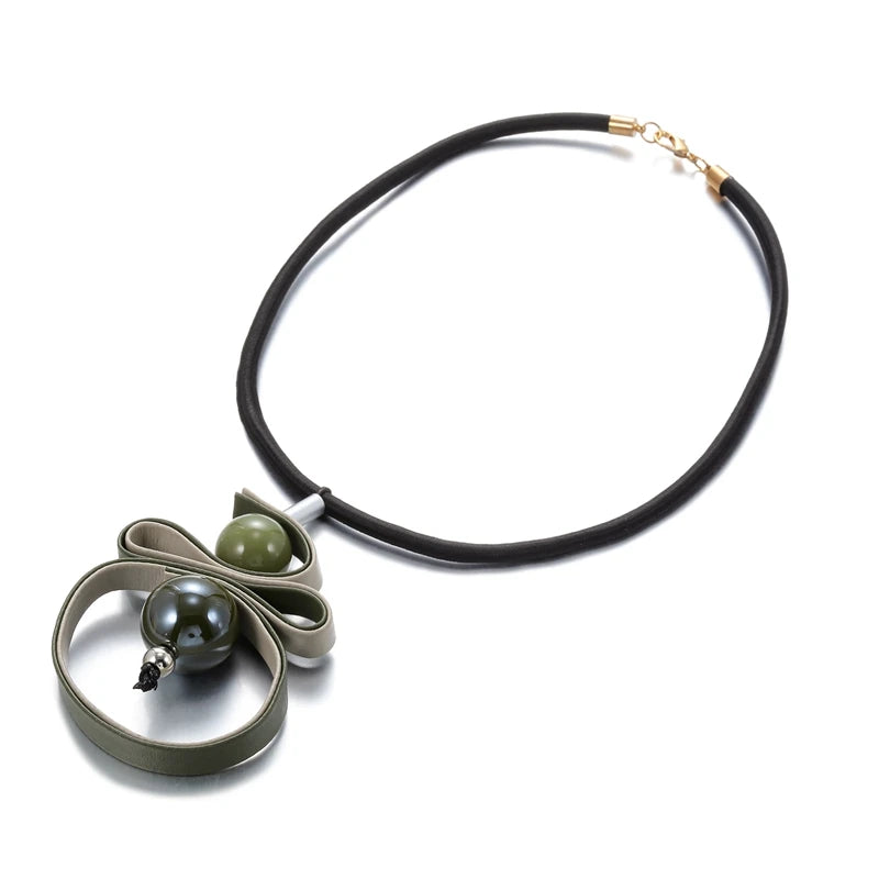 Leather Sunflower Statement Necklace for Women