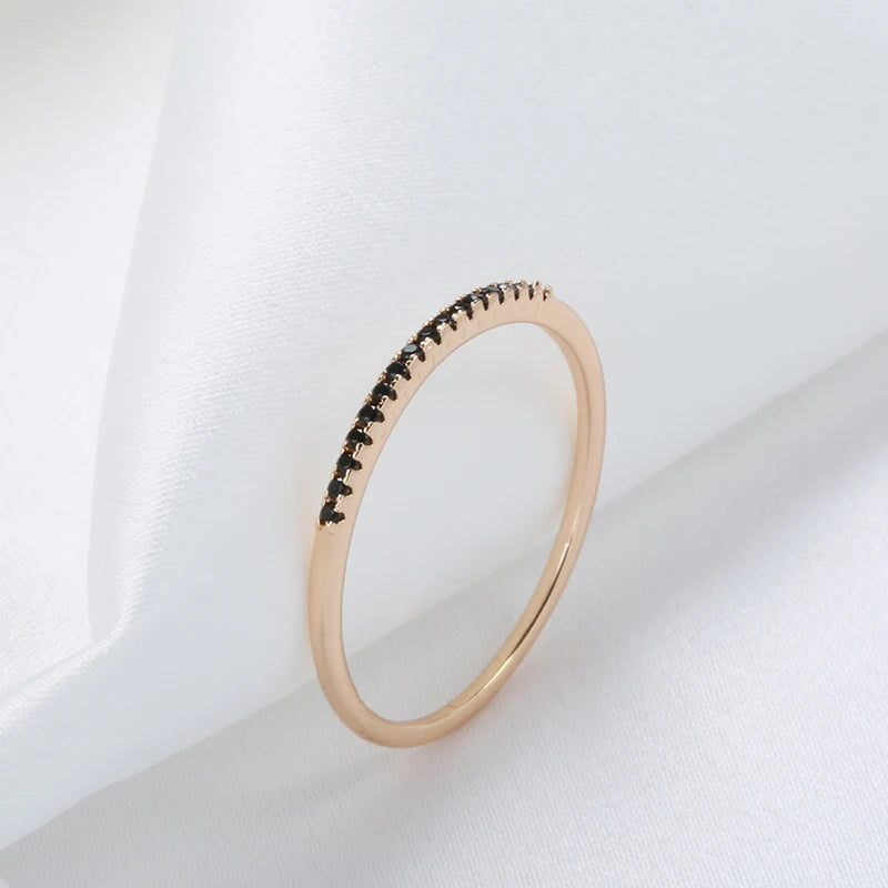 Schwarzer Zirkon Ring 585 Roségold