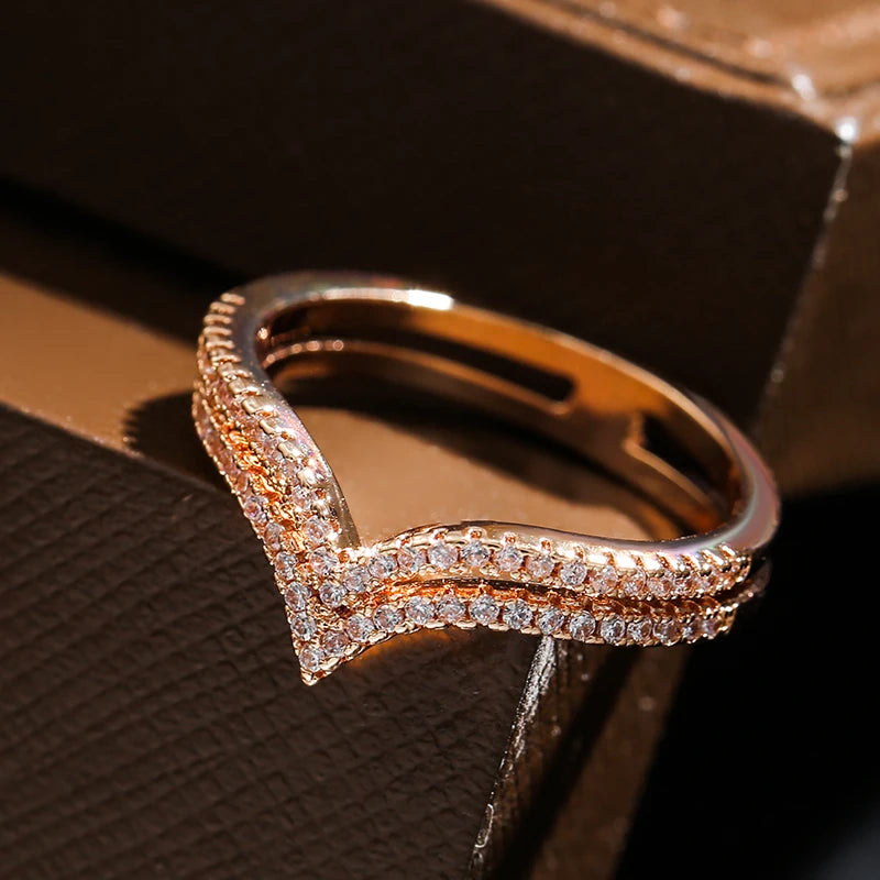 Double Row Zircon Ring 585 Rose Gold