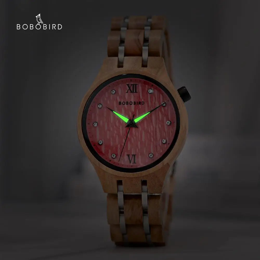 BOBO BIRD Wooden Quartz Luminous Watch