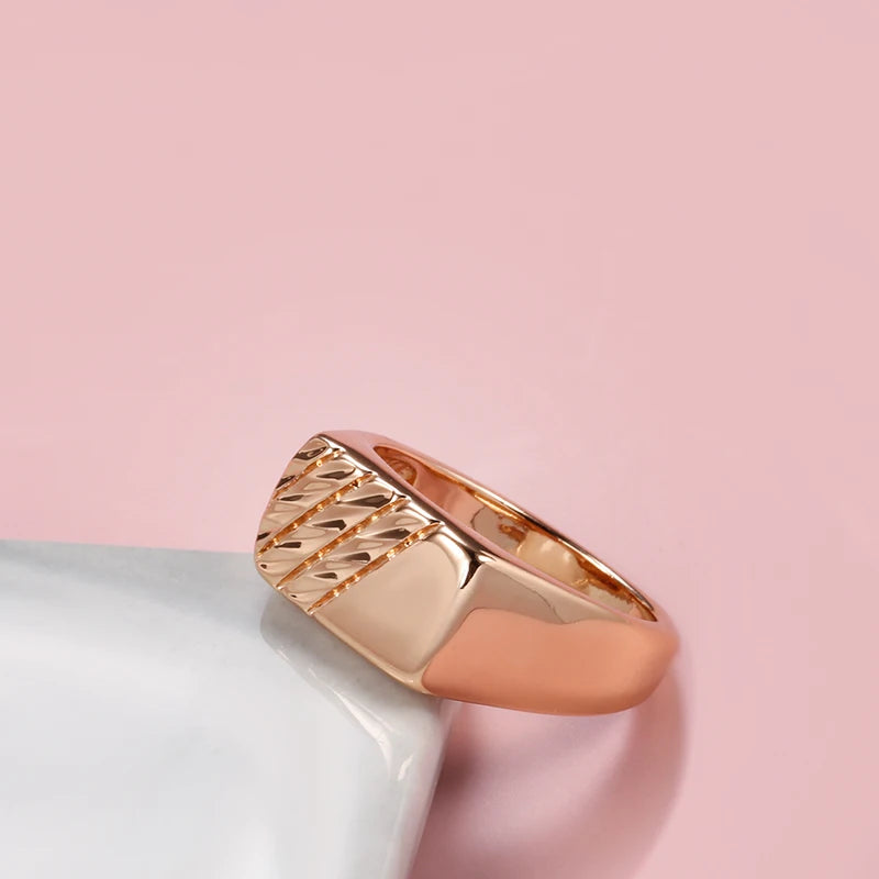 Glossy Square Zircon Ring 585 Rose Gold