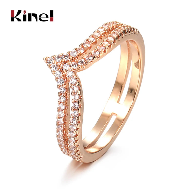 Double Row Zircon Ring 585 Rose Gold