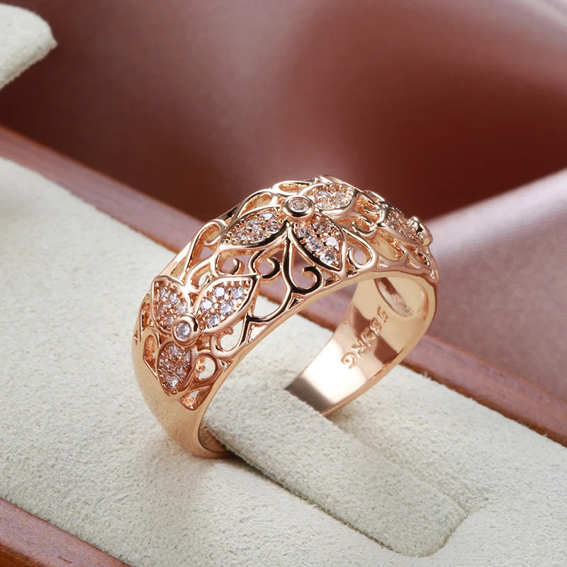 Zirkon Blume Vintage Ring 585 Roségold