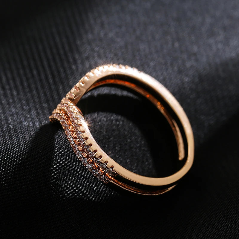 Double Row Zircon Ring 585 Rose Gold