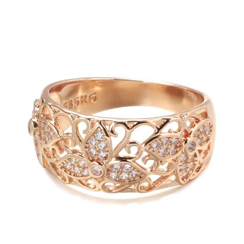 Zircon Flower Vintage Ring 585 Rose Gold