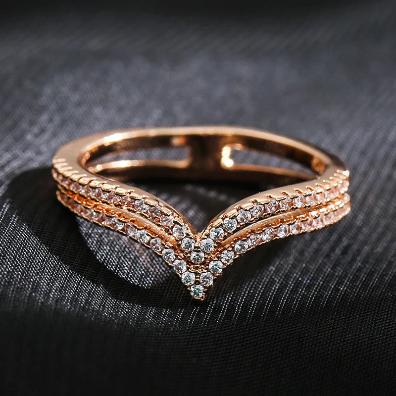 Double Row Zircon Ring 585 Rose Gold