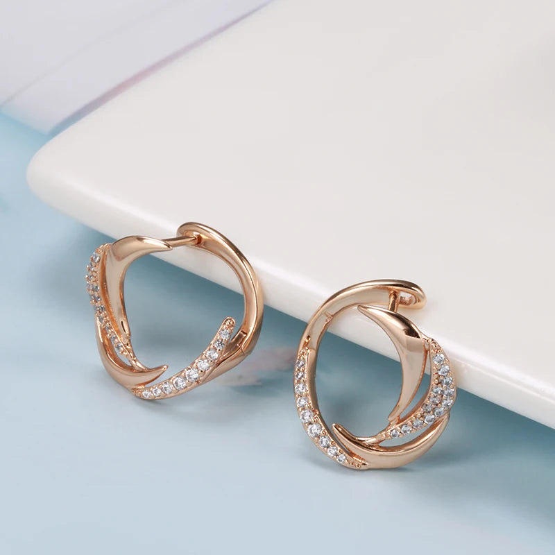 Micro Wax Zircon 585 Rose Gold Earrings