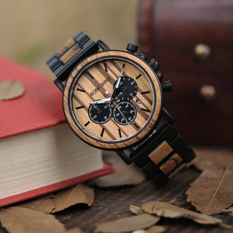 BOBO BIRD Wooden Men's Watch with Bracelet