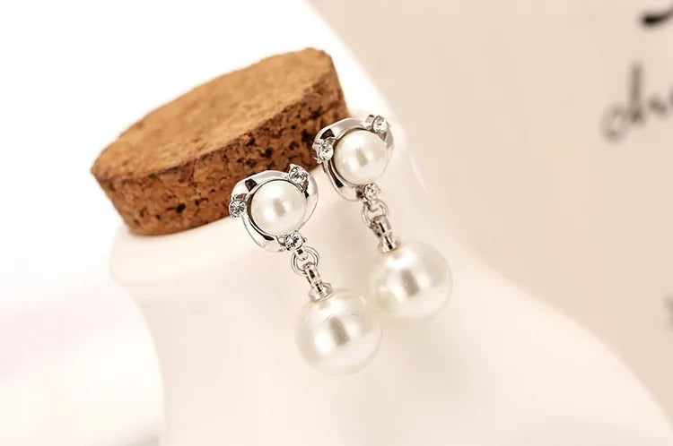 Rhinestone Crystal Pearl Stud Earrings