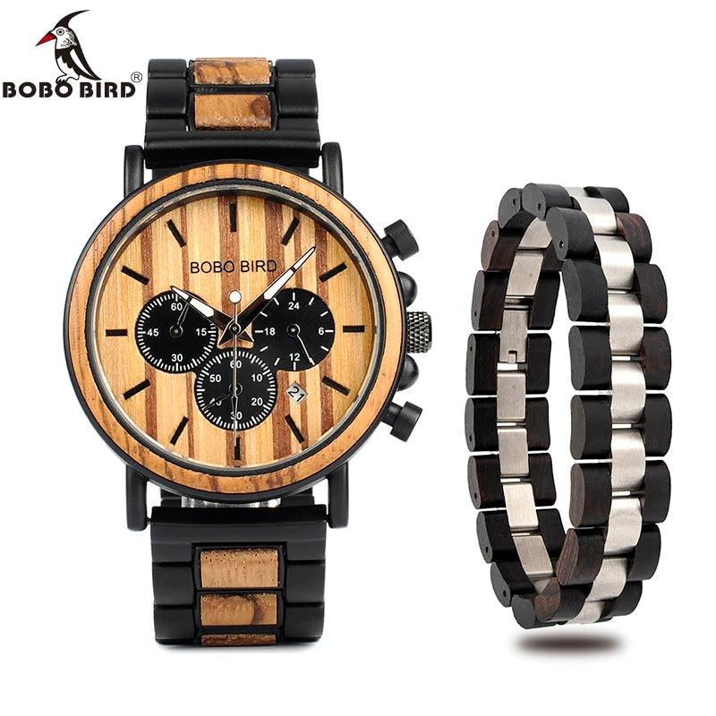 BOBO BIRD Wooden Men's Watch with Bracelet