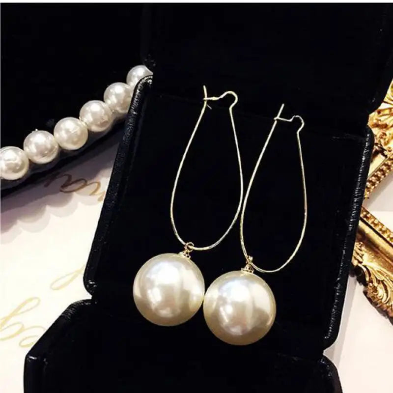 Crystal Pearl Long Temperament Earrings