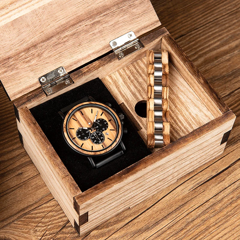 BOBO BIRD Wooden Men's Watch with Bracelet