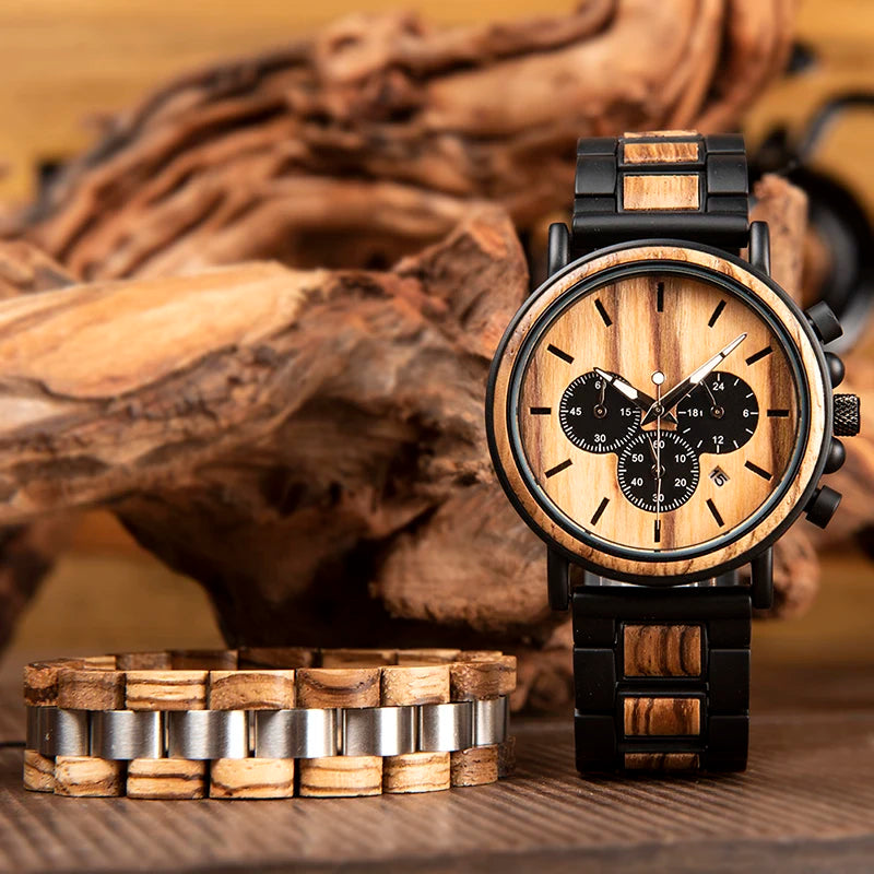 BOBO BIRD Wooden Men's Watch with Bracelet