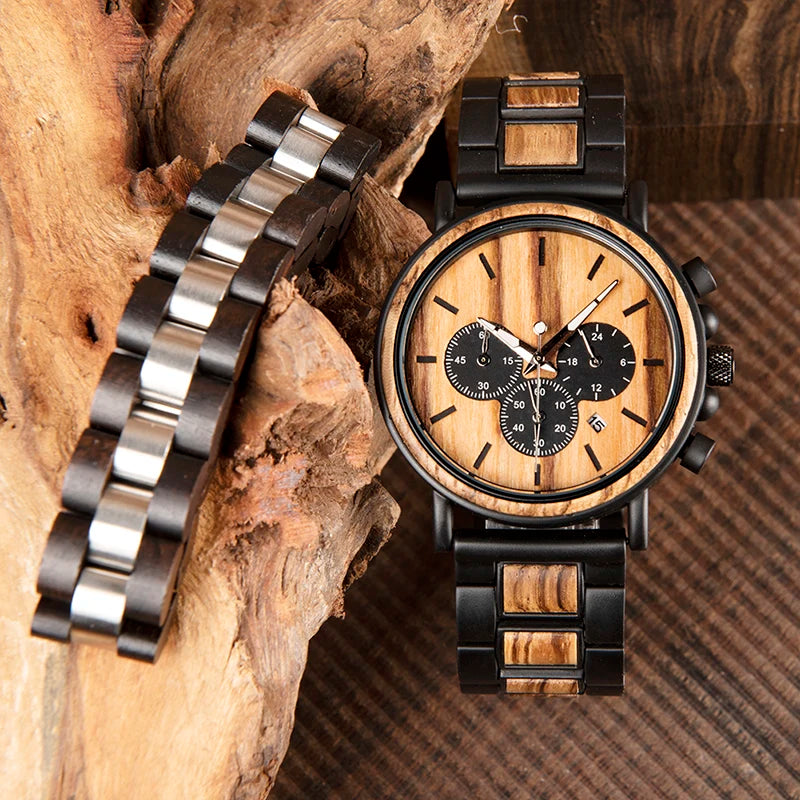 BOBO BIRD Wooden Men's Watch with Bracelet