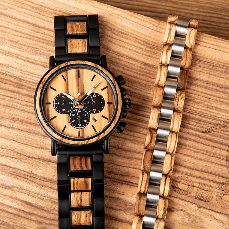 BOBO BIRD Wooden Men's Watch with Bracelet