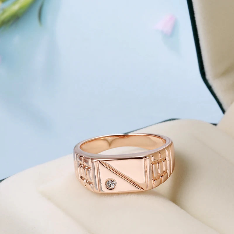 Glänzender quadratischer Zirkon Ring 585 Roségold