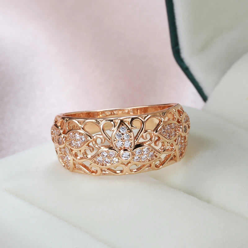 Zirkon Blume Vintage Ring 585 Roségold