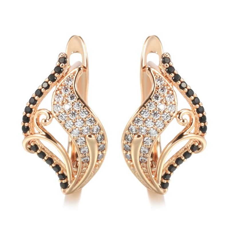 Bling Black Zircon 585 Rose Gold Earrings