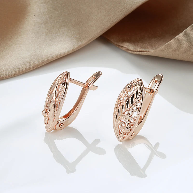 Bridal Hollow Flower 585 Rose Gold Earrings