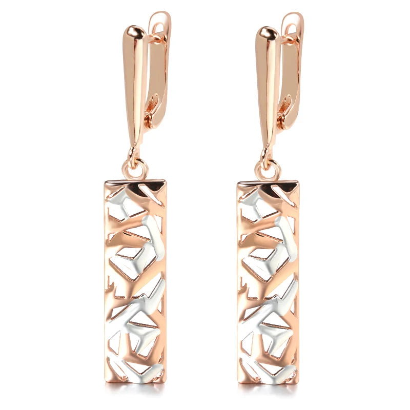 Wide Square 585 Rose Gold Earrings