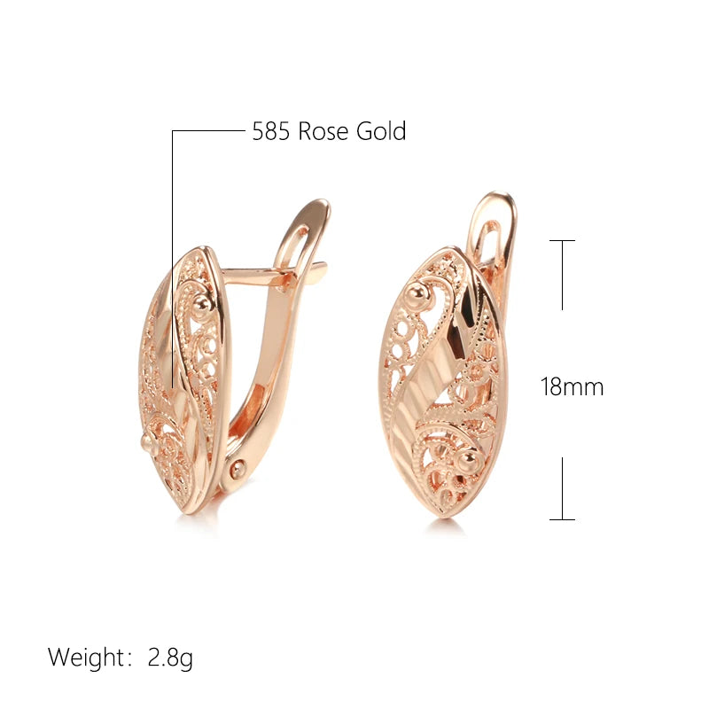 Bridal Hollow Flower 585 Rose Gold Earrings