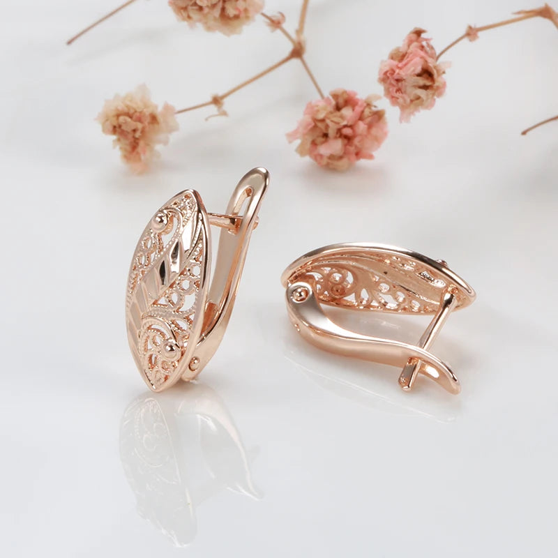 Bridal Hollow Flower 585 Rose Gold Earrings