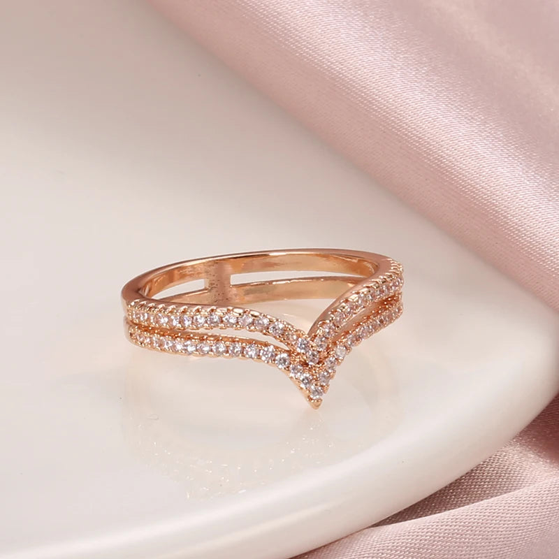 Double Row Zircon Ring 585 Rose Gold