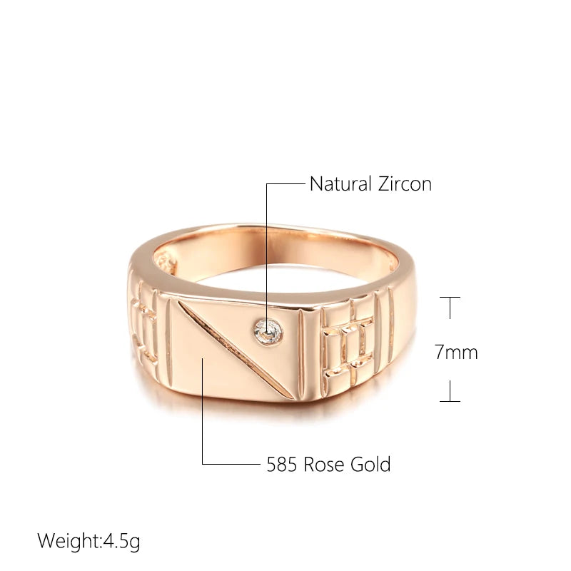 Glänzender quadratischer Zirkon Ring 585 Roségold