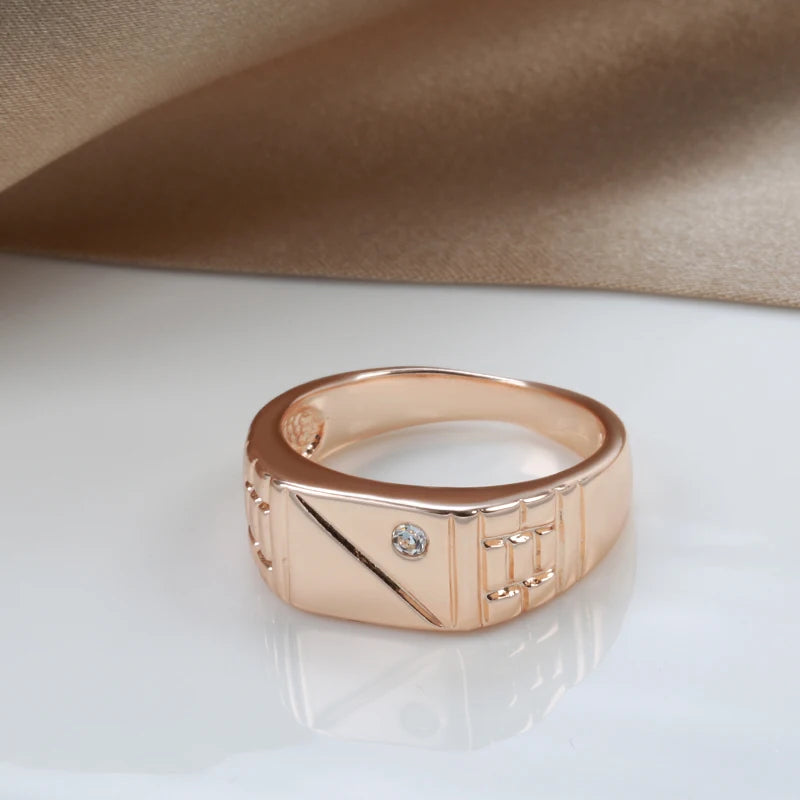 Glänzender quadratischer Zirkon Ring 585 Roségold