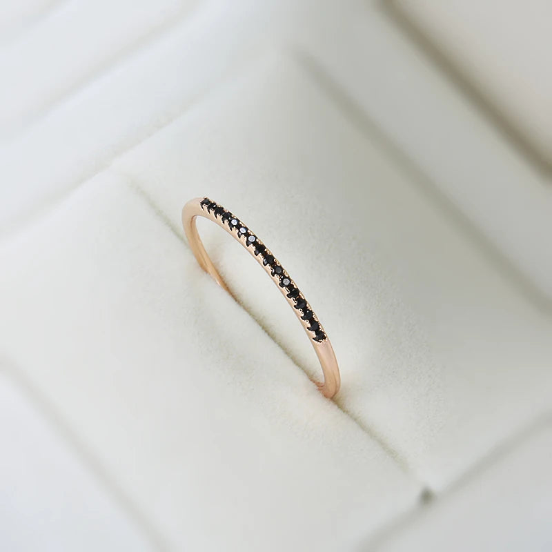 Schwarzer Zirkon Ring 585 Roségold