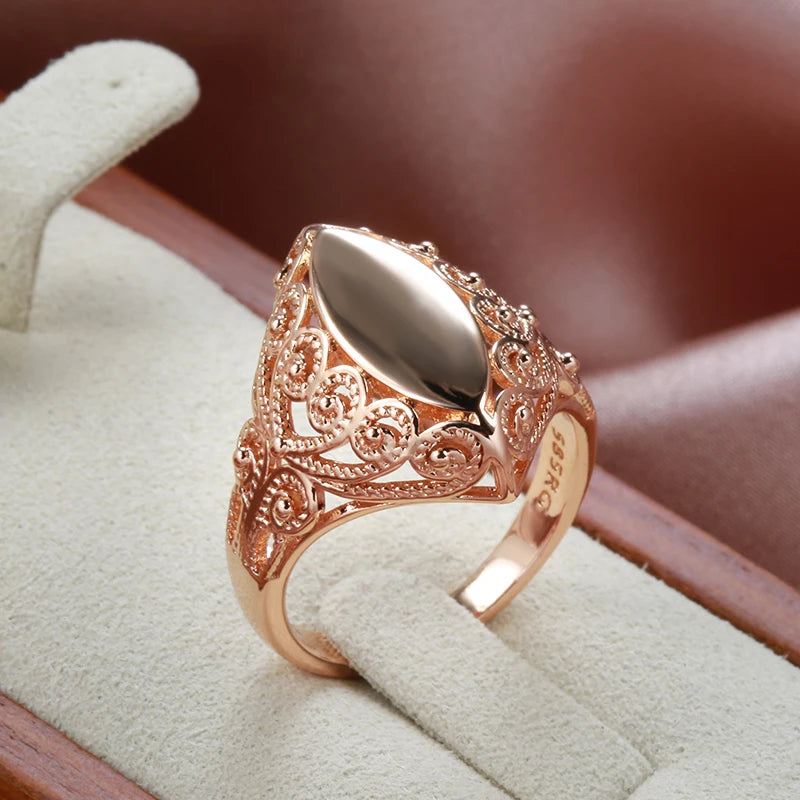 Glossy Rhombus Ring 585 Rose Gold