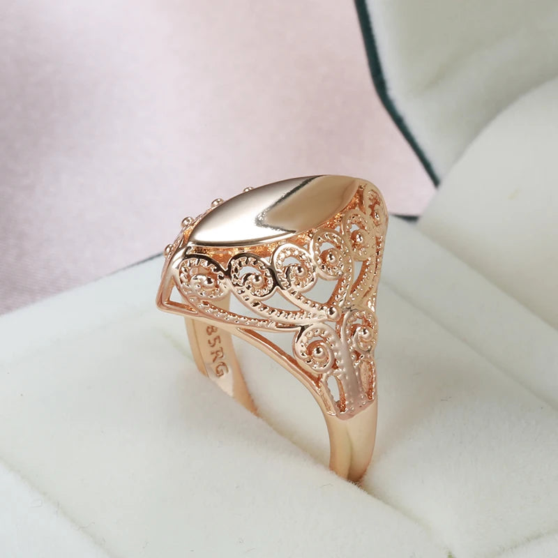 Glossy Rhombus Ring 585 Rose Gold