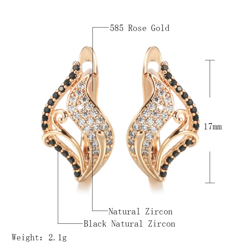 Bling Black Zircon 585 Rose Gold Earrings