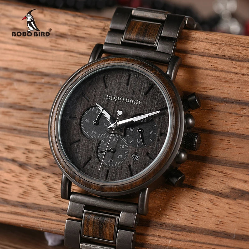 BOBO BIRD Luxury Chronograph Wooden Watch