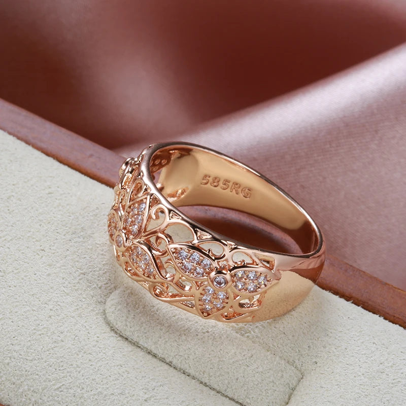 Zirkon Blume Vintage Ring 585 Roségold